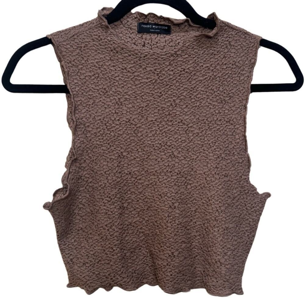 naked wardrobe Sleeveless Textured Stretch Crop Top Size L